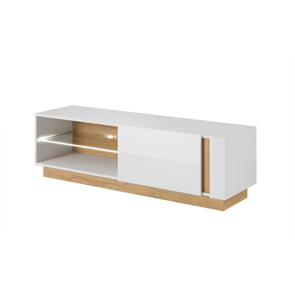 TV stolek CITY — 138,1x40x45,5, dub grandson/bílá Kondela
