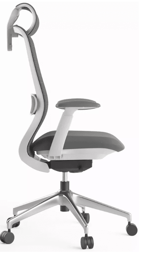 Kancelářská ergonomická židle BESSEL s podhlavníkem — síť, šedý plast, nosnost 120 kg, světle šedá MERCURY STAR - náhled 5