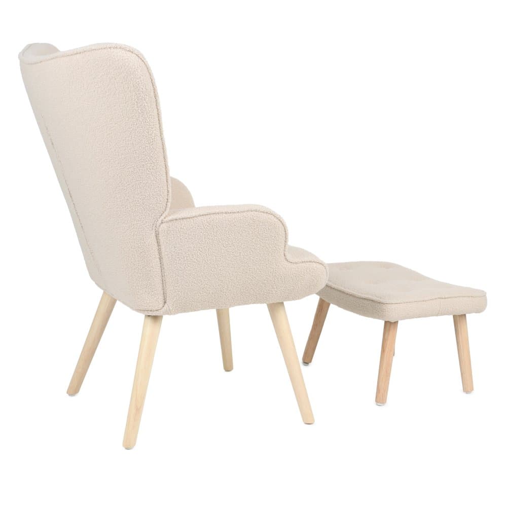 Relaxační křeslo ušák PARIS II + taburet – masiv, látka, krémové/ béžové Autronic - náhled 5