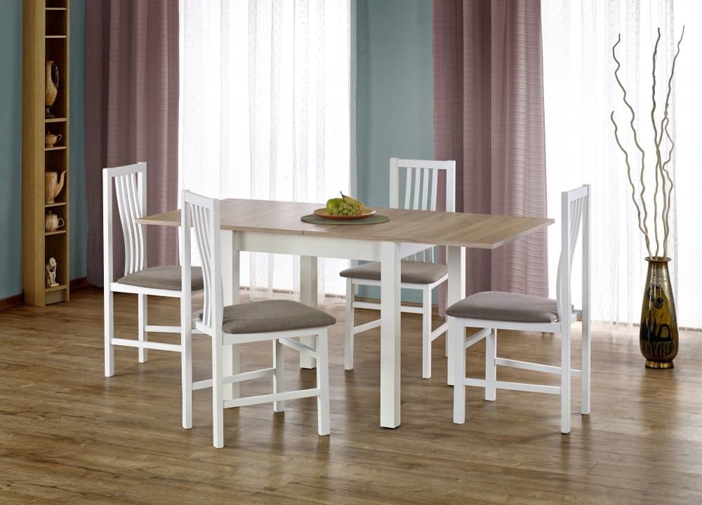 Jídelní rozkládací stůl GRACJAN - 80x80+80, MDF, dub sonoma/bílá Halmar - náhled 2