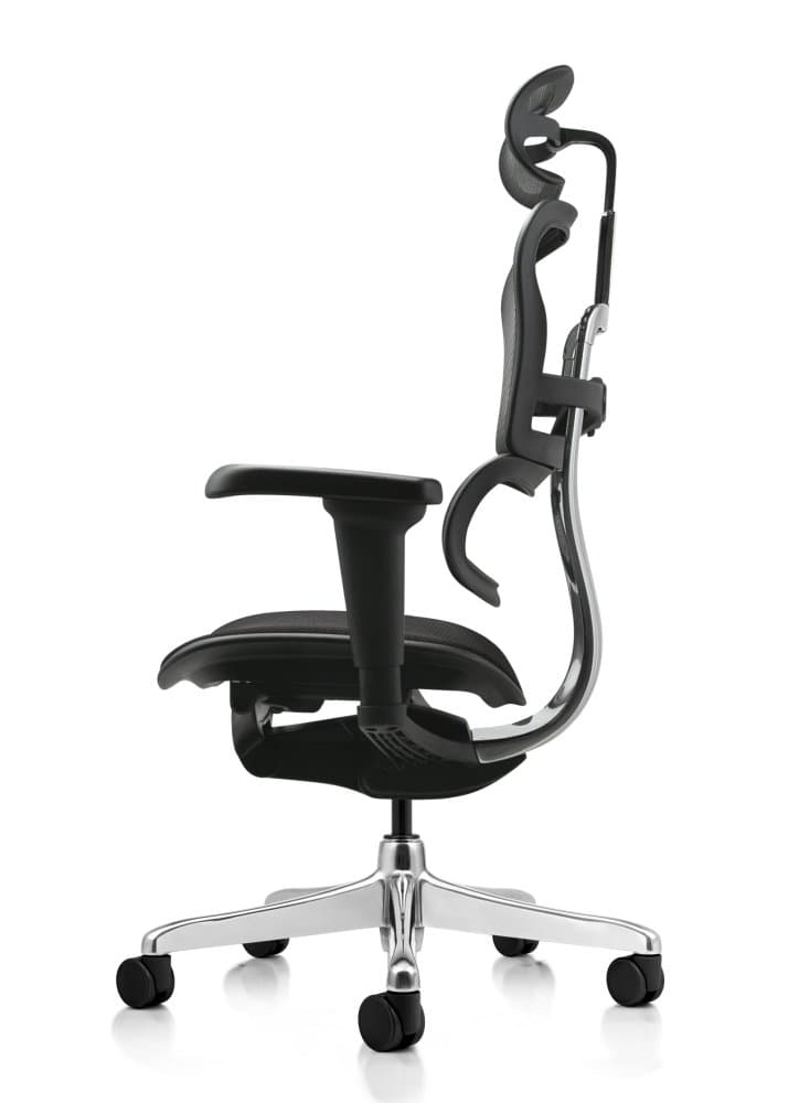 Kancelářská ergonomická židle SIRIUS NEO – opěrák síť, čalouněný sedák, černá - náhled 3