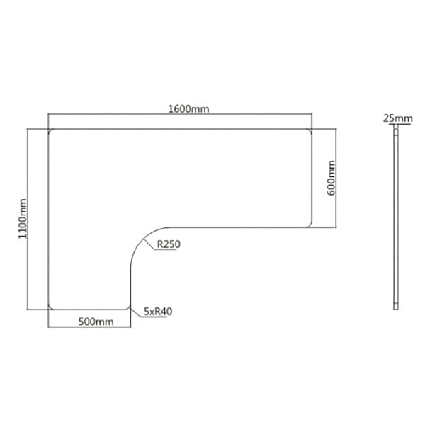 Deska stolu rohová ERGODESK CORNER— 160x110-60x2,5 cm, laminovaná dřevotříska, více barev akát - náhled 4