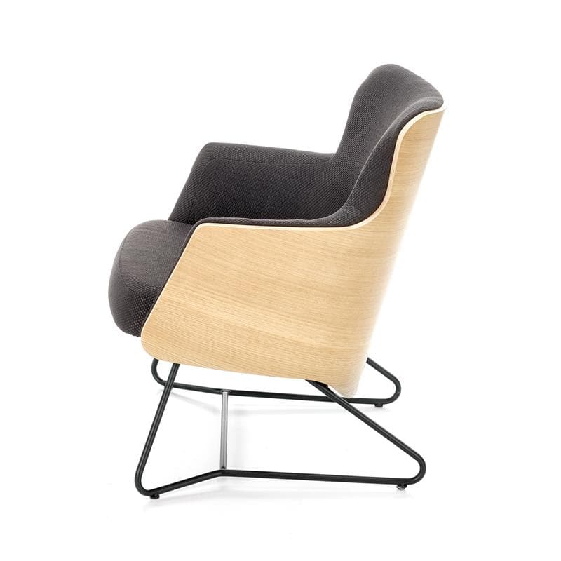 Designové relaxační křeslo CHILLOUT — tmavě šedá / přírodní dub Halmar - náhled 5