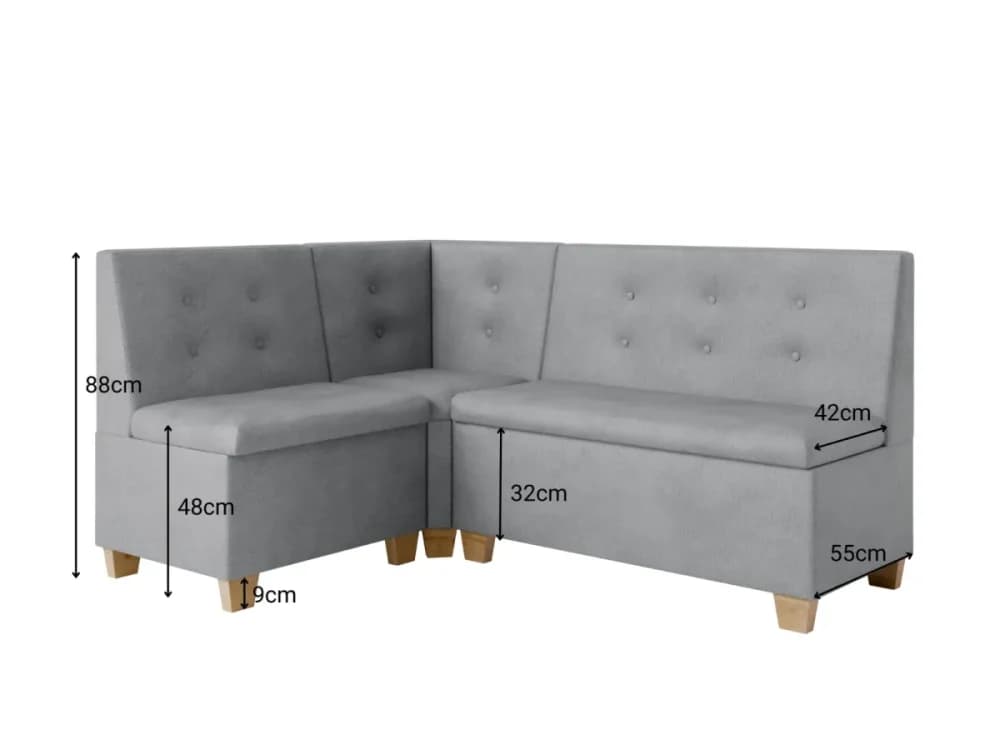 Rohová lavice Mia – 160x140 cm, více barev, MI-KO Soft11 - umělá kůže buk - náhled 4