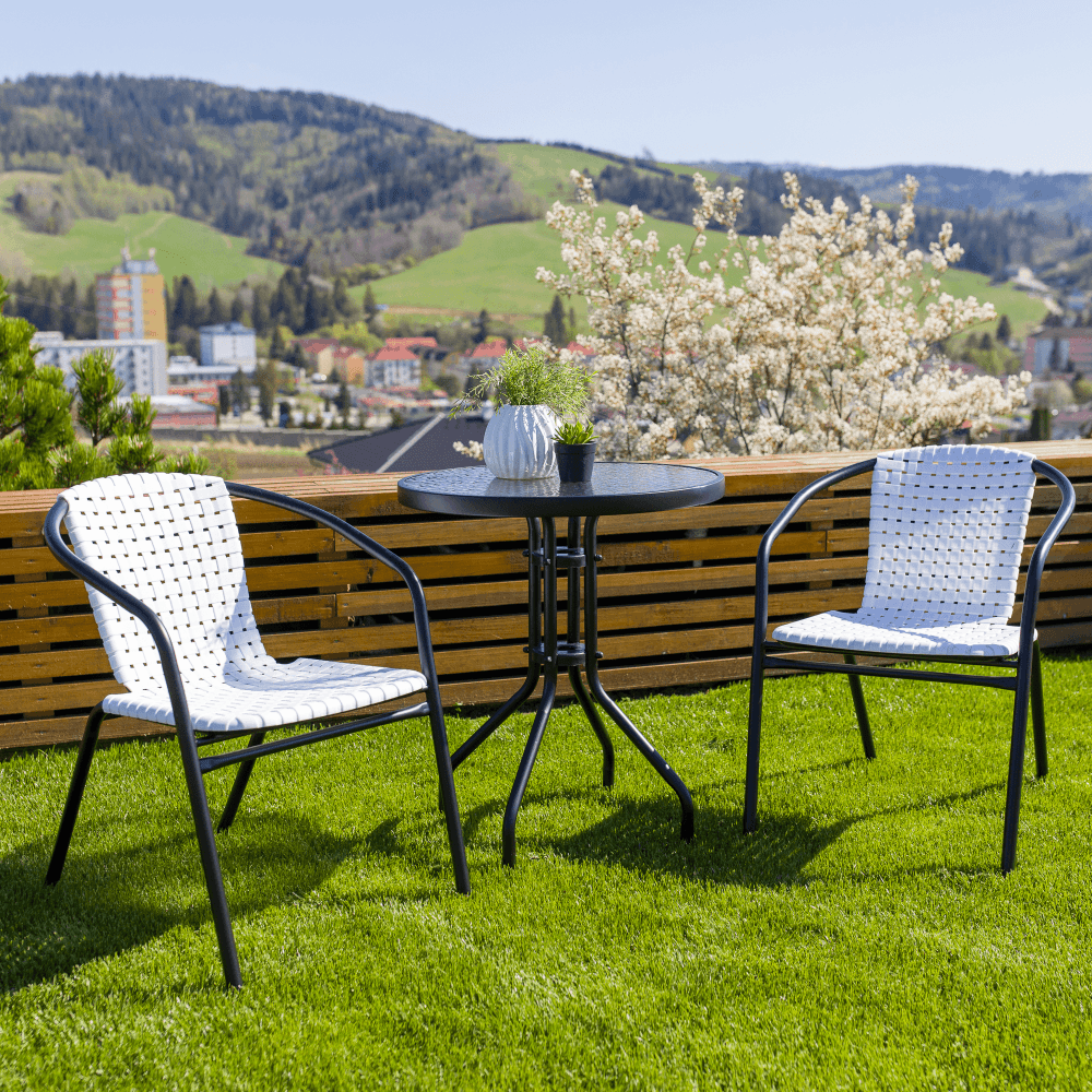 Zahradní židle BERGOLA — kov, plast, černá / bílá Kondela - náhled 3