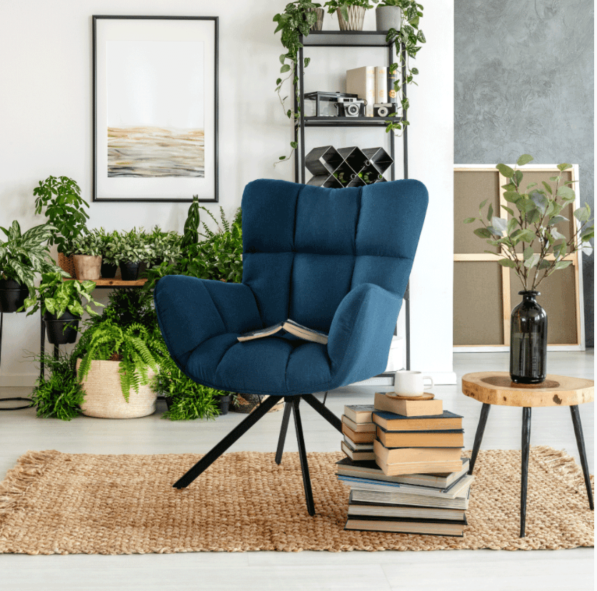 Designové otočné relaxační křeslo KOMODO — kov, Modrá/černá Kondela - náhled 4