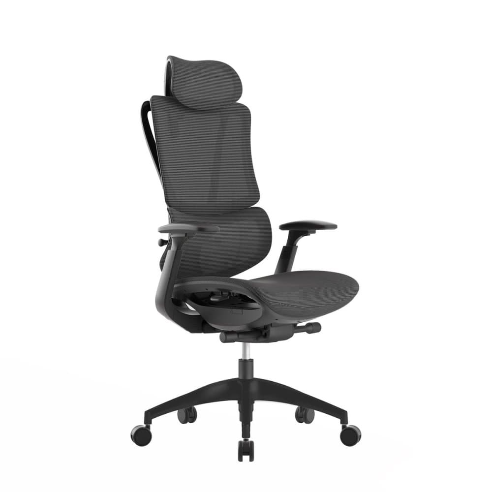 Kancelářská ergonomická židle KLEM — síťovina, tmavě šedá antracit Antares