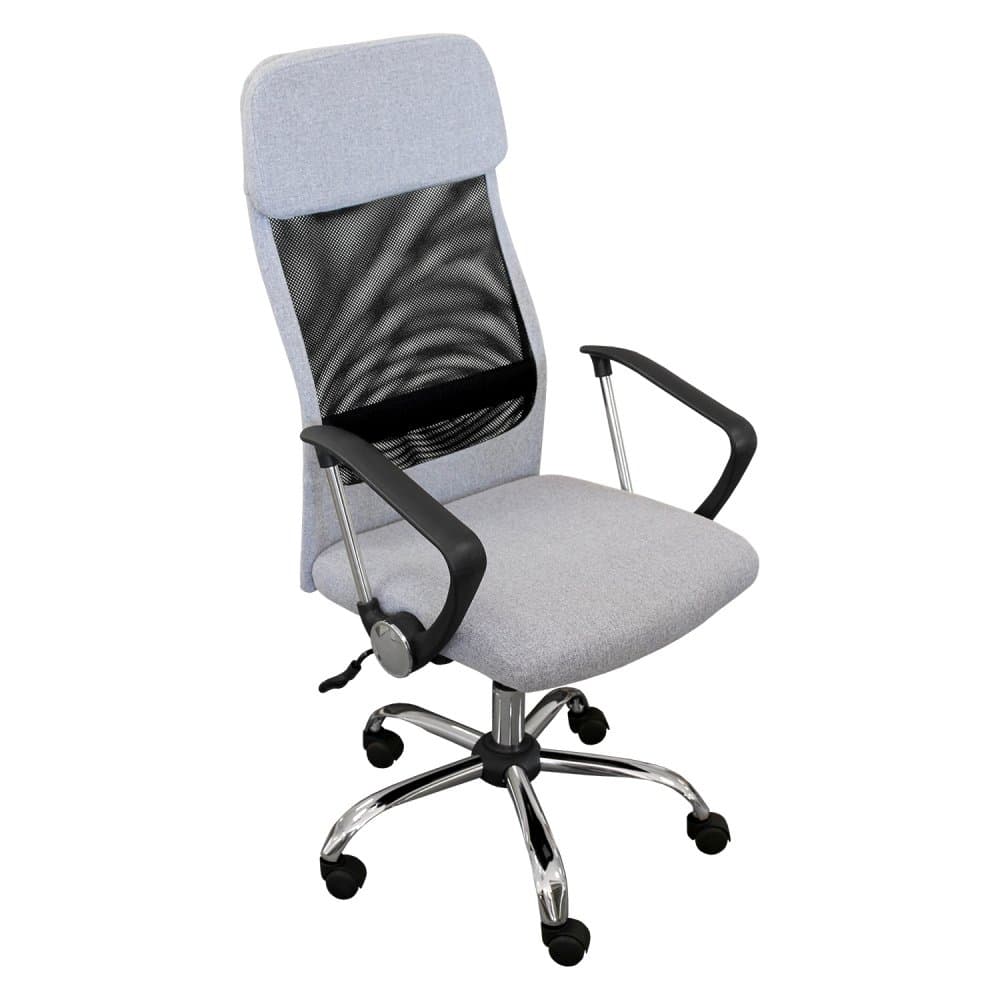 Kancelářská otočná židle BOSS — chrom, textil, šedočerná IDEA nábytek