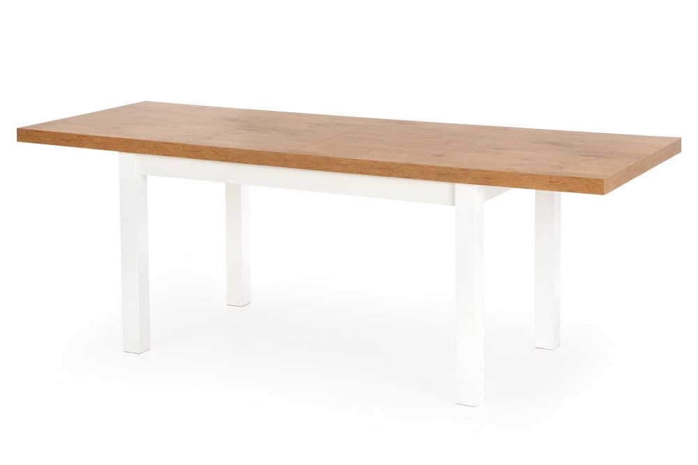 Jídelní rozkládací stůl TIAGO – 140x80x76 (+80) dřevo, dub/bílá Halmar