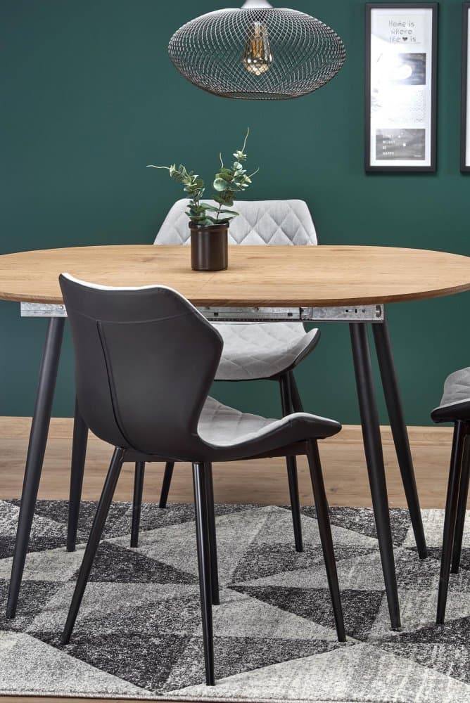 Jídelní kulatý rozkládací stůl COLORADO – 120x80x74 (+40) dub/kov, černý Halmar - náhled 3