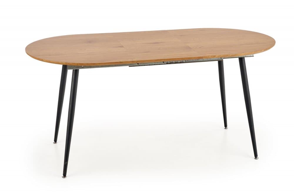 Jídelní kulatý rozkládací stůl COLORADO – 120x80x74 (+40) dub/kov, černý Halmar