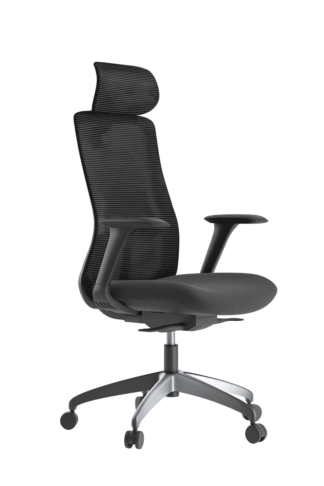 Kancelářská ergonomická židle WISDOM s podhlavníkem — síť, černý plast, nosnost 120 kg, více barev tmave šedá - náhled 1