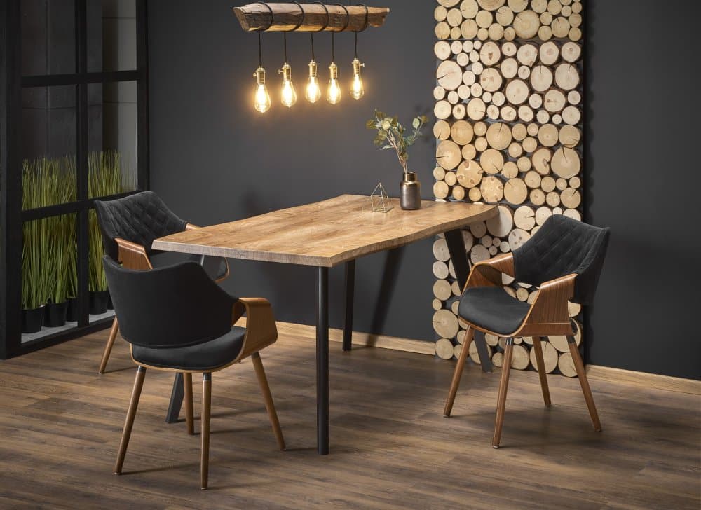 Rozkládací jídelní stůl DICKSON — 150x90 (+60cm), černá / přírodní Halmar - náhled 2