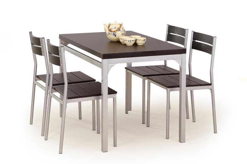 Jídelní set MALCOLM 1 + 4 – kov, wenge Halmar