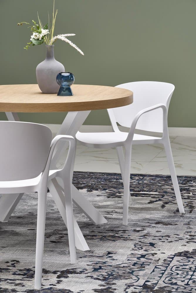 Jídelní kulatý rozkládací stůl PERONI – 100x100x75 (+150) dřevo, zlatý dub, bílá Halmar - náhled 5