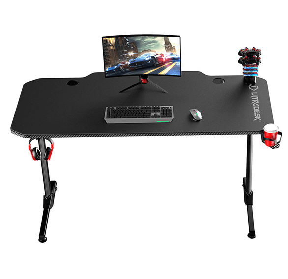 Herní stůl ULTRADESK FRAG BLACK – 140x66x76cm, se stojanem Ultradesk BEAM - náhled 3