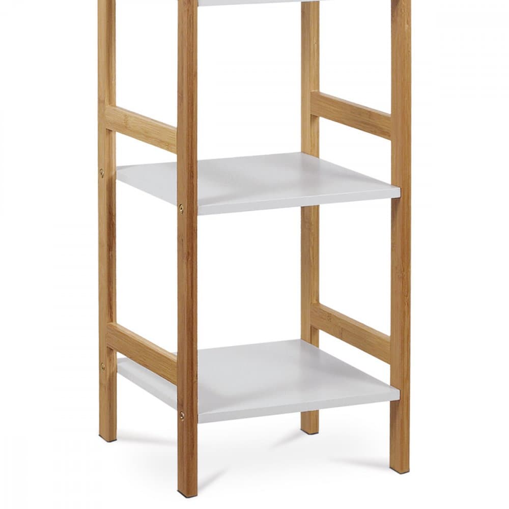 Regál, 4 police, masiv bambus, přírodní odstín, MDF, bílý matný lak, nosn. 12 kg Autronic - náhled 3