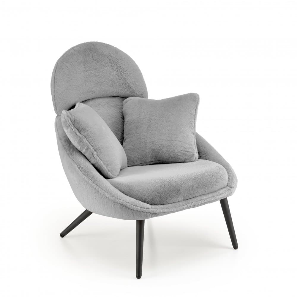 Designové křeslo MERRY s polštáři - ocel, látka, šedá Halmar