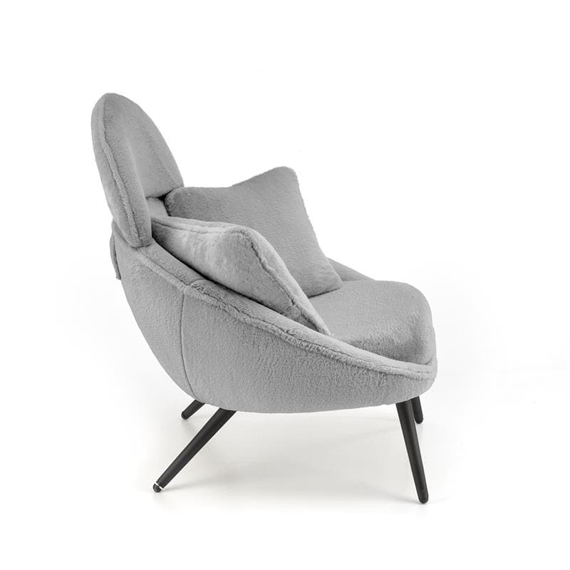 Designové křeslo MERRY s polštáři - ocel, látka, šedá Halmar - náhled 2