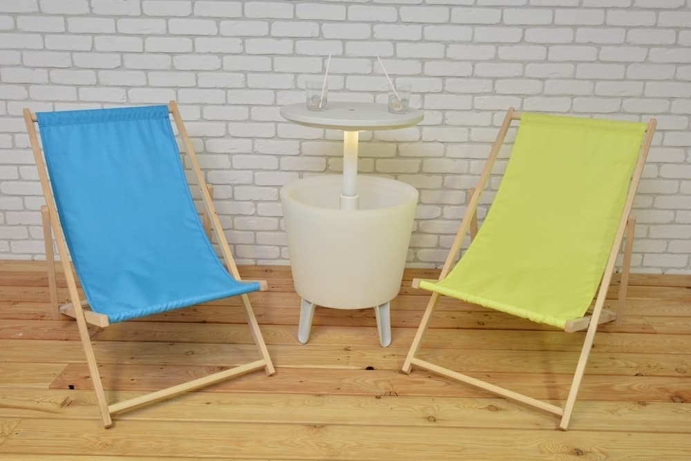 Bahama POLYESTER lehátko dřevěné přírodní - MODRÉ - náhled 3