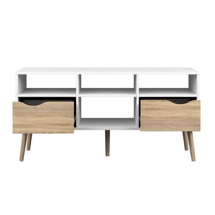 TV stolek OSLO — 117,1x39,10x56,90, dub sonoma, bílá Kondela - náhled 4