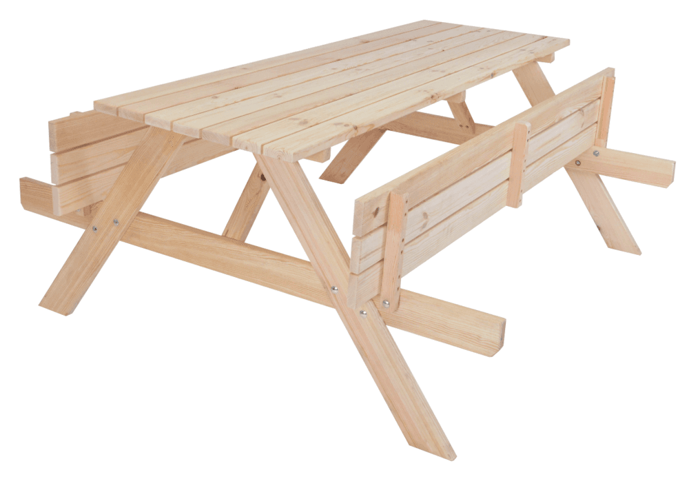 PIKNIK zahradní set dřevěný SE SKLOPNÝMI LAVIČKAMI - 180 cm - přírodní - náhled 2