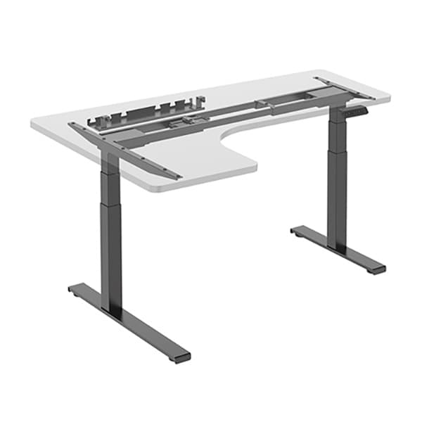 Rohovvý elektricky výškově nastavitelný rám stolu UPCORNER — organizér kabelů, nosnost 125 kg, více barev