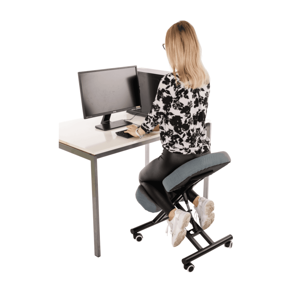 Ergonomická klekačka KILIAN – světle šedá/černá, látkový povrch, Kondela - náhled 3