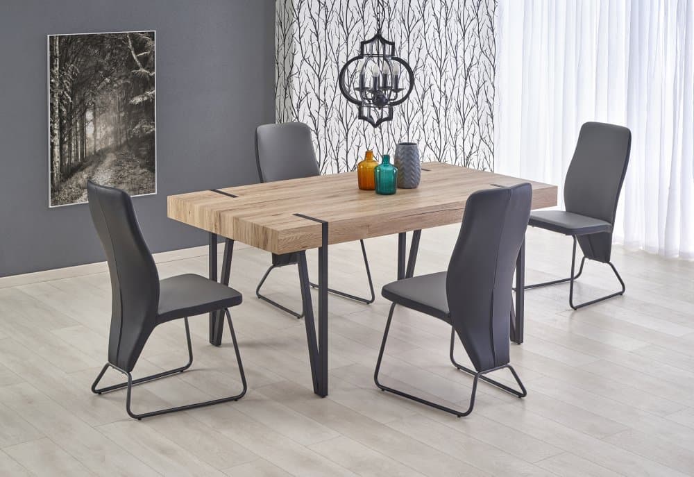 Jídelní stůl YOHANN –? 170x90x76, dekor dub, kov Halmar