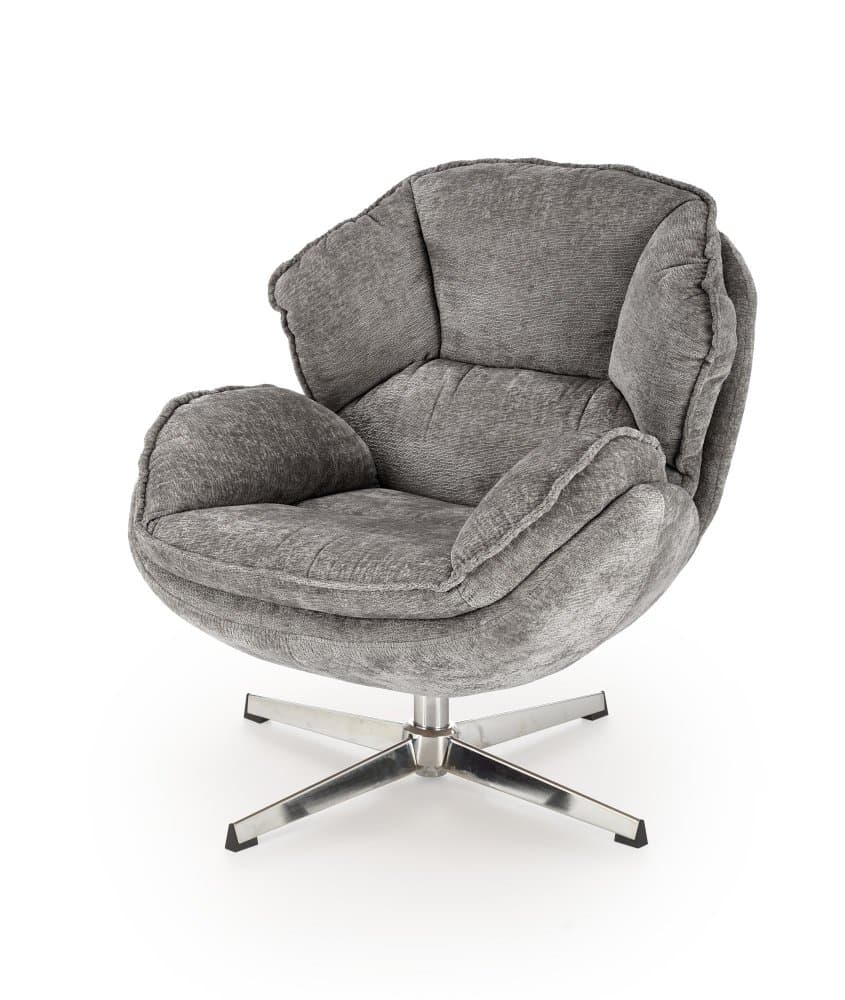 Designové křeslo GUIDO — kov, látka, šedá Halmar