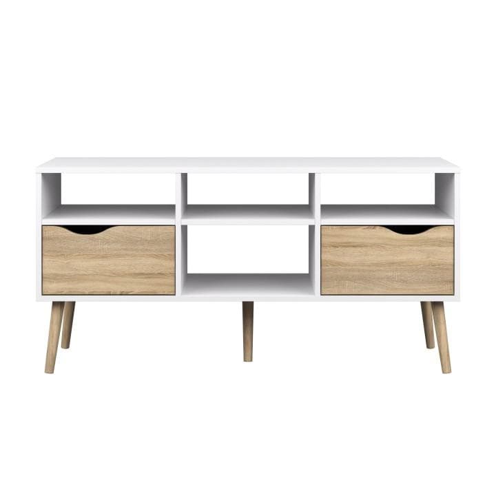 TV stolek OSLO — 117,1x39,10x56,90, dub sonoma, bílá Kondela