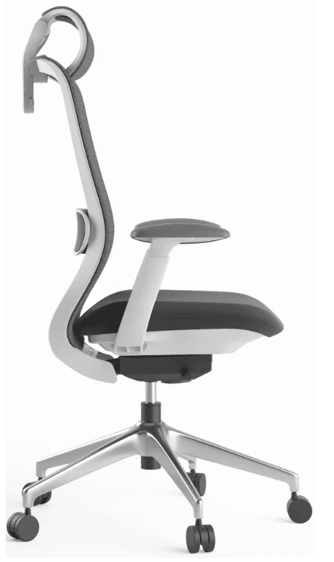 Kancelářská ergonomická židle BESSEL s podhlavníkem — síť, šedý plast, nosnost 120 kg, tmavě šedá MERCURY STAR - náhled 2