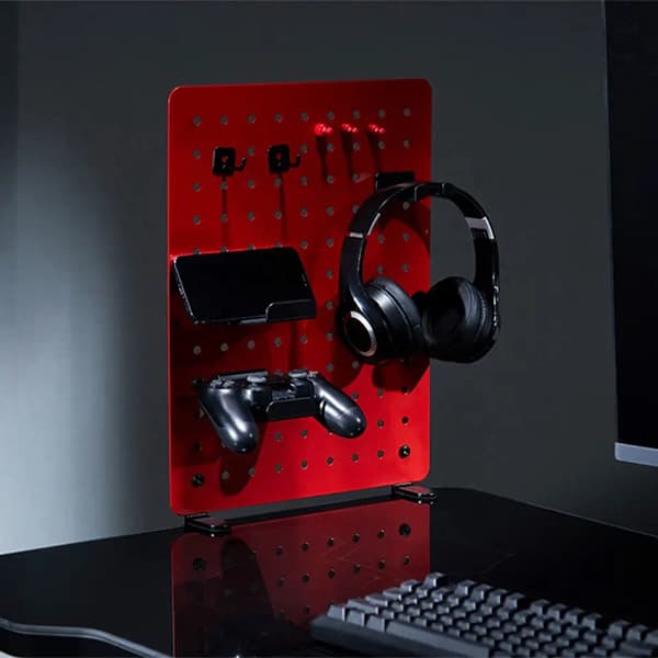 Herní organizér upínací na stůl Powerton Pegboard červený, ocel - náhled 3