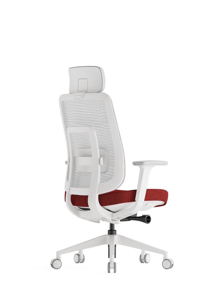 Kancelářská ergonomická židle K42 WHITE SP – síťovaná/ čalouněná, červená - náhled 4
