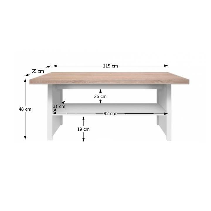 Konferenční stůl TOPTY — 115x55x48 cm, dub sonoma/bílá Kondela - náhled 2