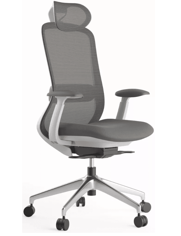 Kancelářská ergonomická židle BESSEL s podhlavníkem — síť, šedý plast, nosnost 120 kg, světle šedá MERCURY STAR