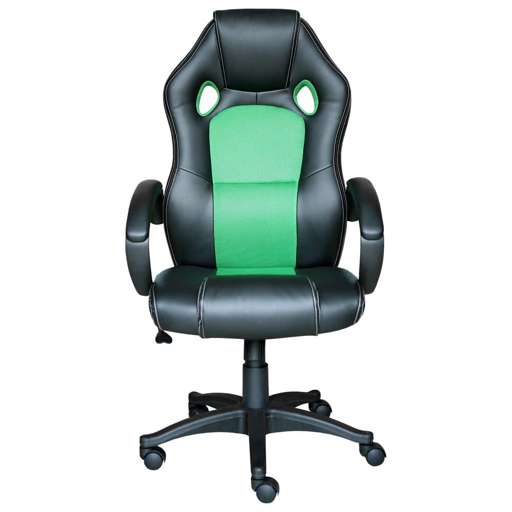 Kancelářské křeslo na kolečkách FORMULA — PU kůže, černá / zelená IDEA nábytek
