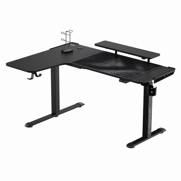 Herní stůl ULTRADESK WINGER – 111x155x60 cm, elektricky nastavitelná výška, RGB podsvícení, černá - náhled 3