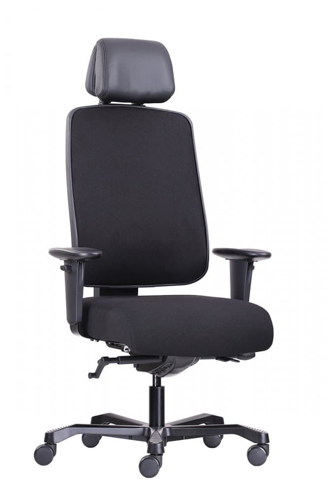 Ergonomická zátěžová židle BOSTON 24/7 — látka, černá, nosnost 200 kg Antares