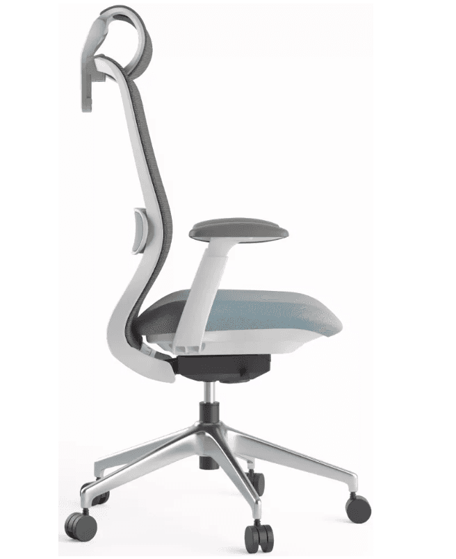 Kancelářská ergonomická židle BESSEL s podhlavníkem — síť, šedý plast, nosnost 120 kg, modrá MERCURY STAR - náhled 3