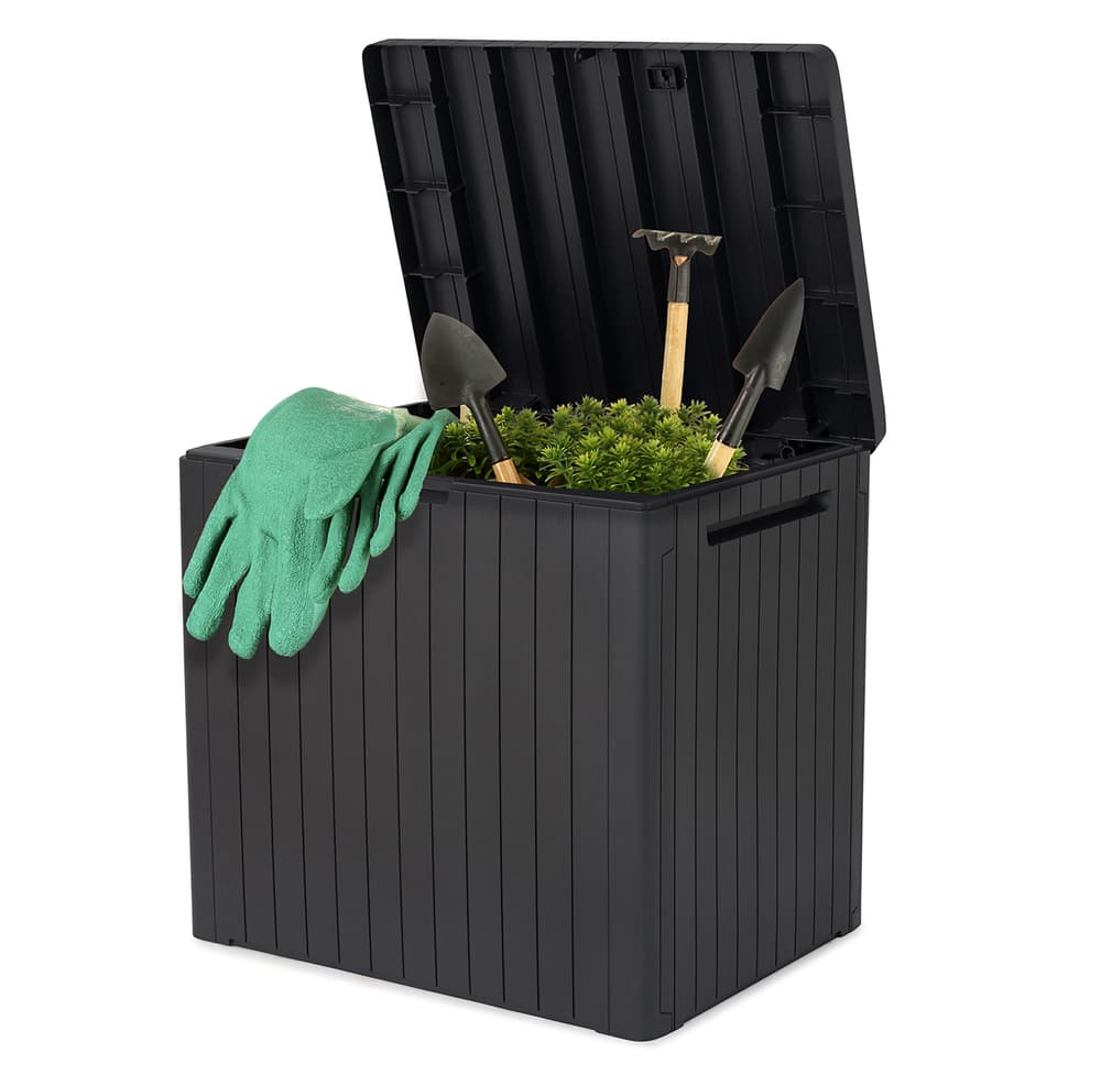 Zahradní úložný box CITY — 113L, plast, grafit, nosnost 120 kg - náhled 3