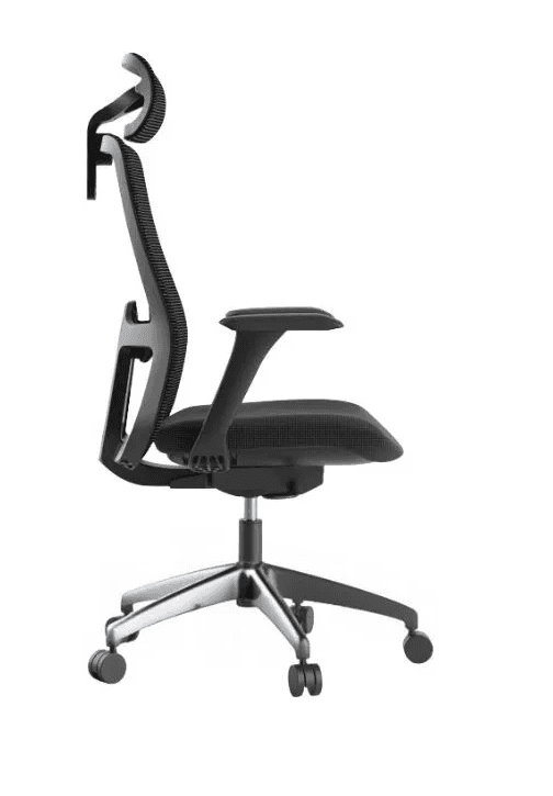 Kancelářská ergonomická židle WISDOM s podhlavníkem — síť, černý plast, nosnost 120 kg, více barev tmave šedá - náhled 5