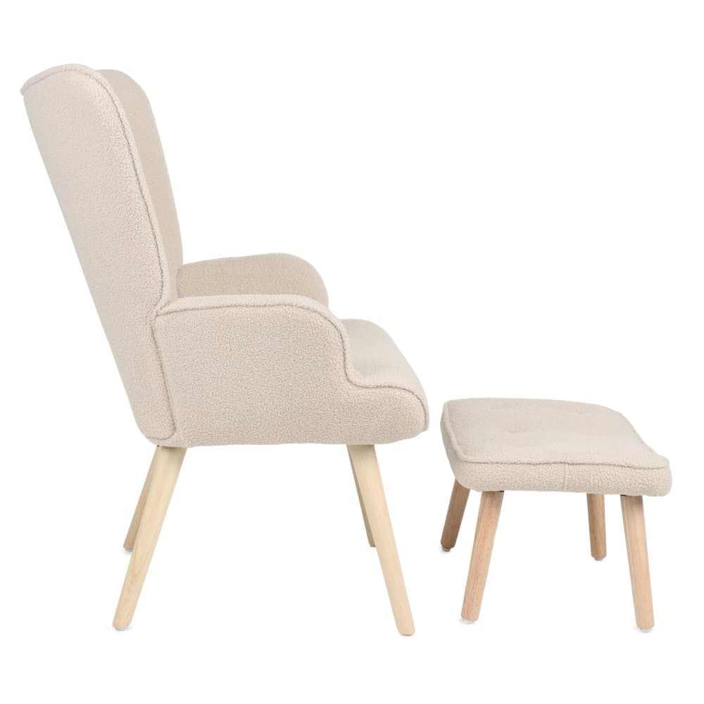Relaxační křeslo ušák PARIS II + taburet – masiv, látka, krémové/ béžové Autronic - náhled 4