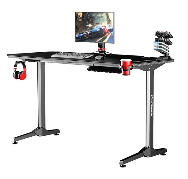 Herní stůl ULTRADESK FRAG BLACK – 140x66x76cm, se stojanem Ultradesk BEAM - náhled 4