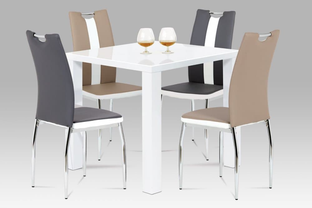 Jídelní stůl VILM – 80x80x76 cm, vysoký lesk bílý Autronic - náhled 2