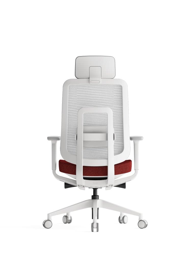 Kancelářská ergonomická židle K42 WHITE SP – síťovaná/ čalouněná, červená - náhled 3