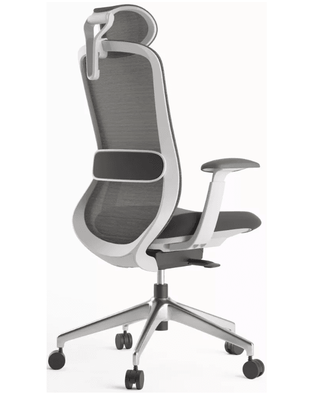 Kancelářská ergonomická židle BESSEL s podhlavníkem — síť, šedý plast, nosnost 120 kg, tmavě šedá MERCURY STAR - náhled 3