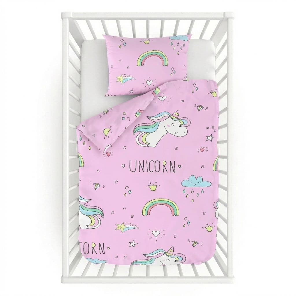 Kvalitex Bavlněné povlečení do dětské postýlky Unicorn růžový