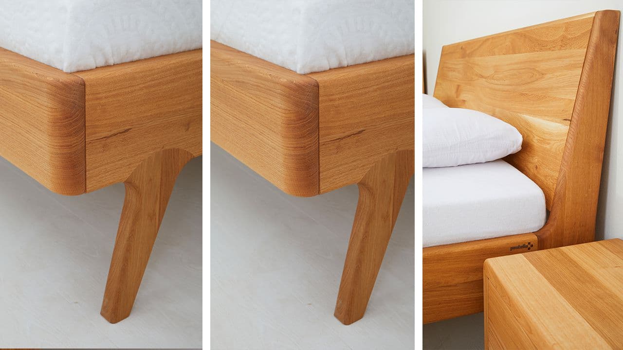 Postel Postelia LAGO s úložným prostorem, Buk 140x200 - Designová postel z masivu - náhled 4