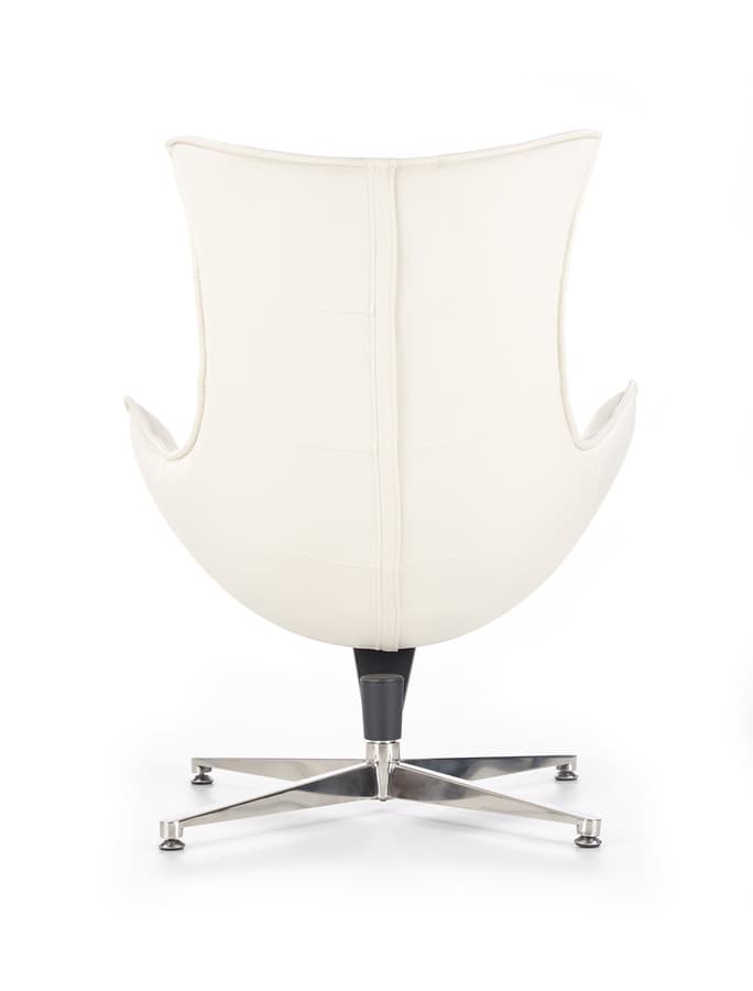 Designové křeslo LUXOR — otáčení, nerez ocel / bílá kůže Halmar - náhled 5